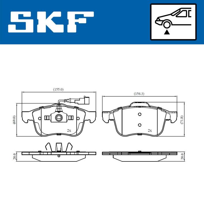 Jogo de 4 pastilhas de travão SKF VKBP 81043 E
